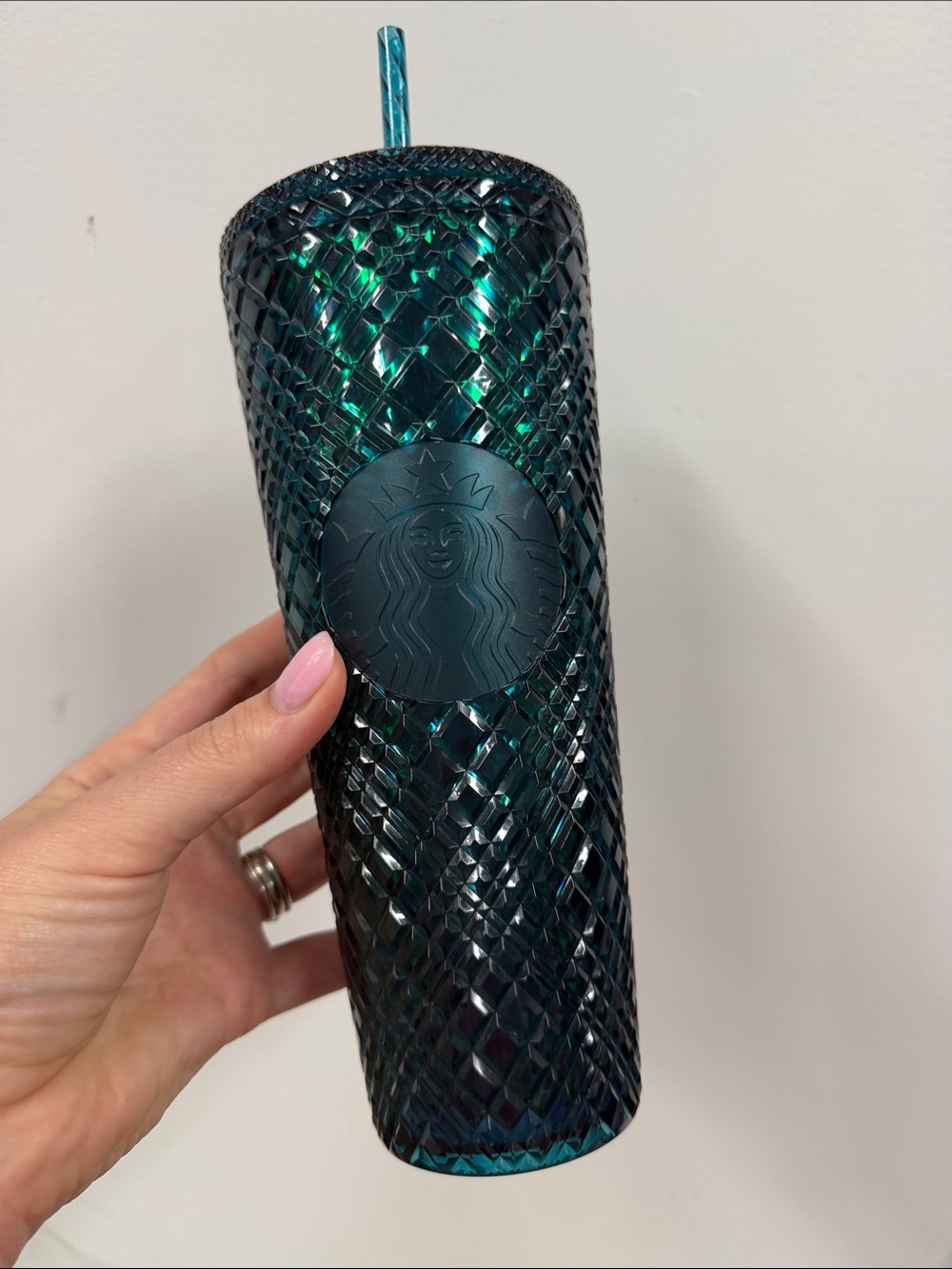 Starbucks teal Green Jeweled Tumbler Cup NWT